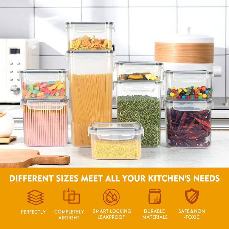 Eternal Kitchen Ideas Airtight Food Storage Container Set + Measuring Cups,  Marker & Labels 28 Pieces Set, White - Eternal