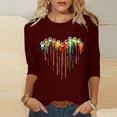 thumbnail image 2 of PEZHADA Blouses pour Femmes Manches 3/4 Mode Féminine Manches Trois-Quarts Col Rond Rétro Imprimé Hauts Amples Blouse Manches Trois-Quarts, 2 of 9
