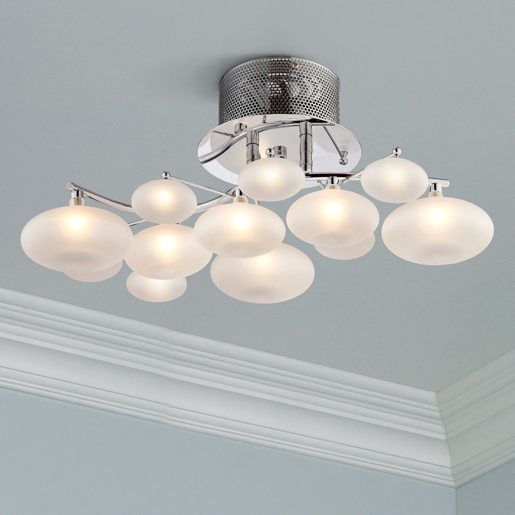 Possini Euro Design Lilypad 19 1 4 Wide Etched Glass Ceiling Light