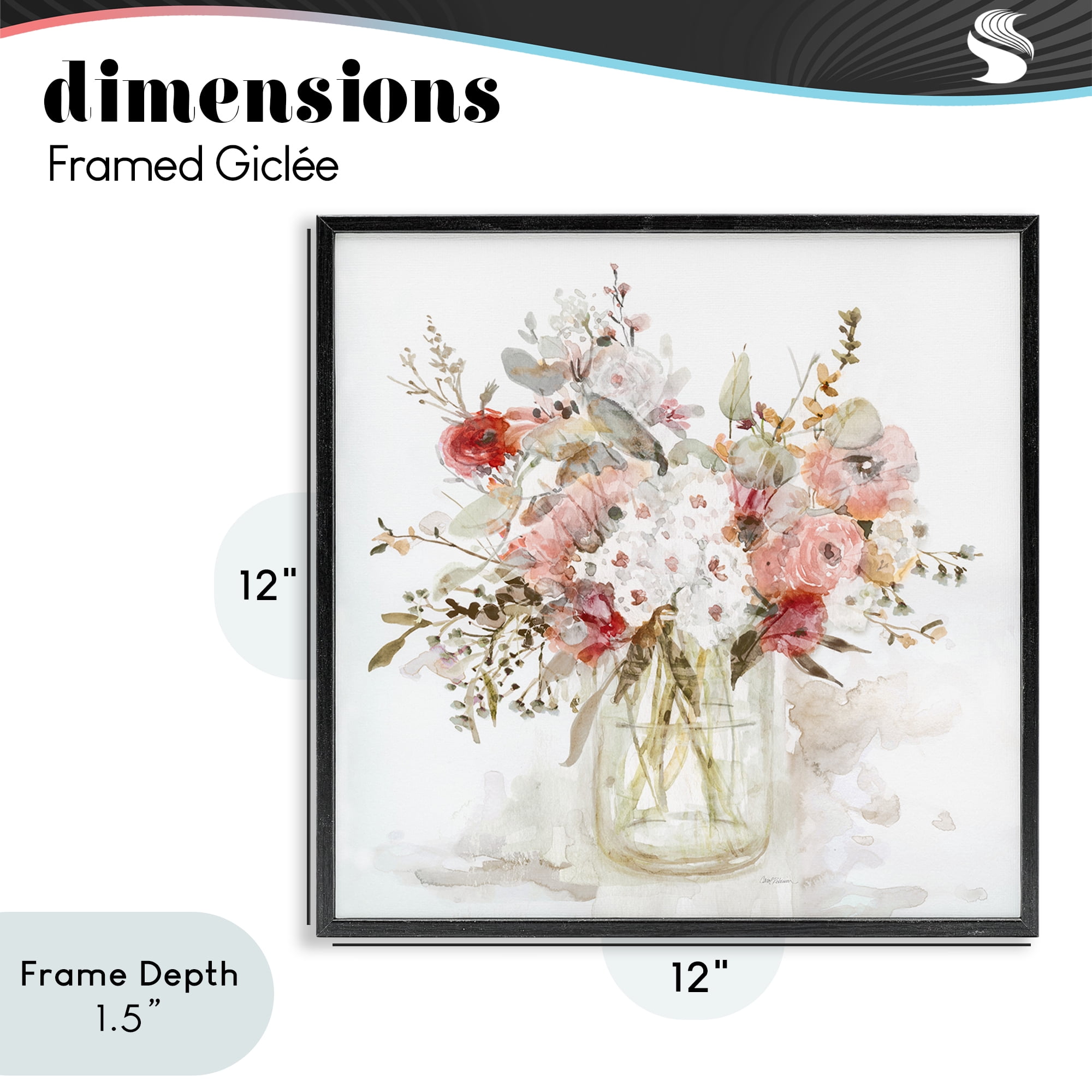 Stupell Industries Soft Blush Botanical Bouquet Black Framed Giclee Art, design by Carol Robinson