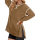 thumbnail image 3 of Sudaderas de Mujer de Larga, Cuello Redondo, Estilo Pullover, Ideales para Otoño e Invierno. con Cremallera Lateral, Perfectas para Salir. Marrón S, 3 of 10