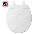 thumbnail image 5 of Mayfair Basket Weave Slow Close Round White Enameled Wood Toilet Seat, 5 of 8