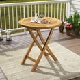 thumbnail image 2 of Gymax Patio Teak Wood Dining Table 27.5'' Round Side Table w/ Slatted Tabletop, 2 of 10