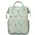 thumbnail image 1 of 1pc Cute Deer Pattern Backpack, Simple Green Backpack,Mommy Bag Backpack Large Capacity 2023 New Mother Father Bag Portable Multi-functional Out Bag, 1 of 5