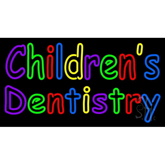 Childrens Dentistry LED Neon Sign 13 x 24 - inches, Black Square Cut Acrylic Backing, with Dimmer - Bright and Premium built indoor LED Neon Sign for Defence Force.