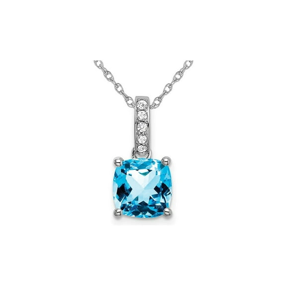 3.00 Carat (Ctw) Blue Topaz Pendant Necklace in 14K White Gold With Chain