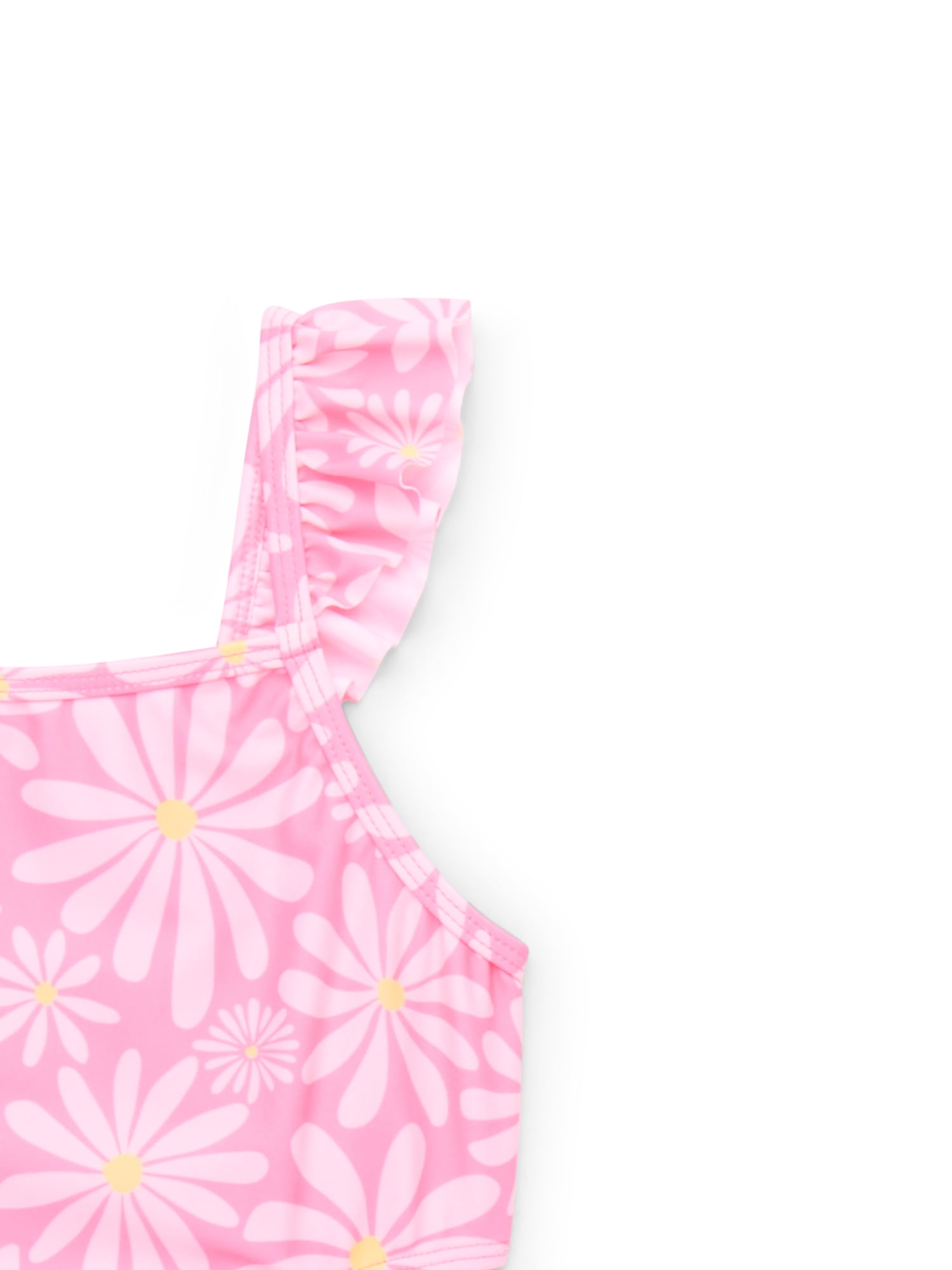 Wonder Nation Girls Monokini Swimsuit with Flutter Straps and UPF 50, 1-Piece, Sizes 4-18 & Plus