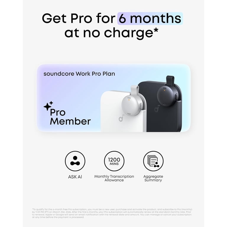 soundcore Work by Anker, Portable AI Voice Recorder, AI