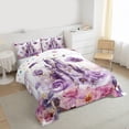 thumbnail image 4 of Homewish Dreamy Princess Castle Queen Comforter Set,Purple Flower Bedding Sets,Fairy Tale Theme Bedding Comforter Set For Girls Kids,Breathable Home Decor Reversible,3-Piece, 4 of 9