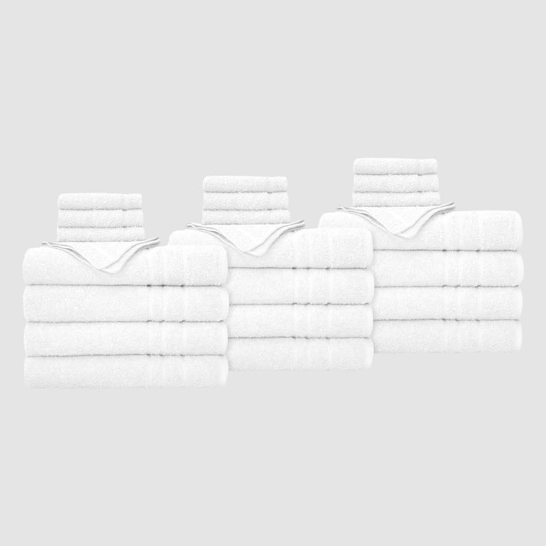 True Hue 24-Piece Cotton Bath Towel Set, White photo 1