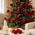 thumbnail image 5 of 12Pc 2.4 Inch Flocked Velvet Christmas Balls,Plastic Hanging Ornaments With Metal Buckle Rope, For Xmas Halloween Home Party Tree Decor Red, 5 of 8