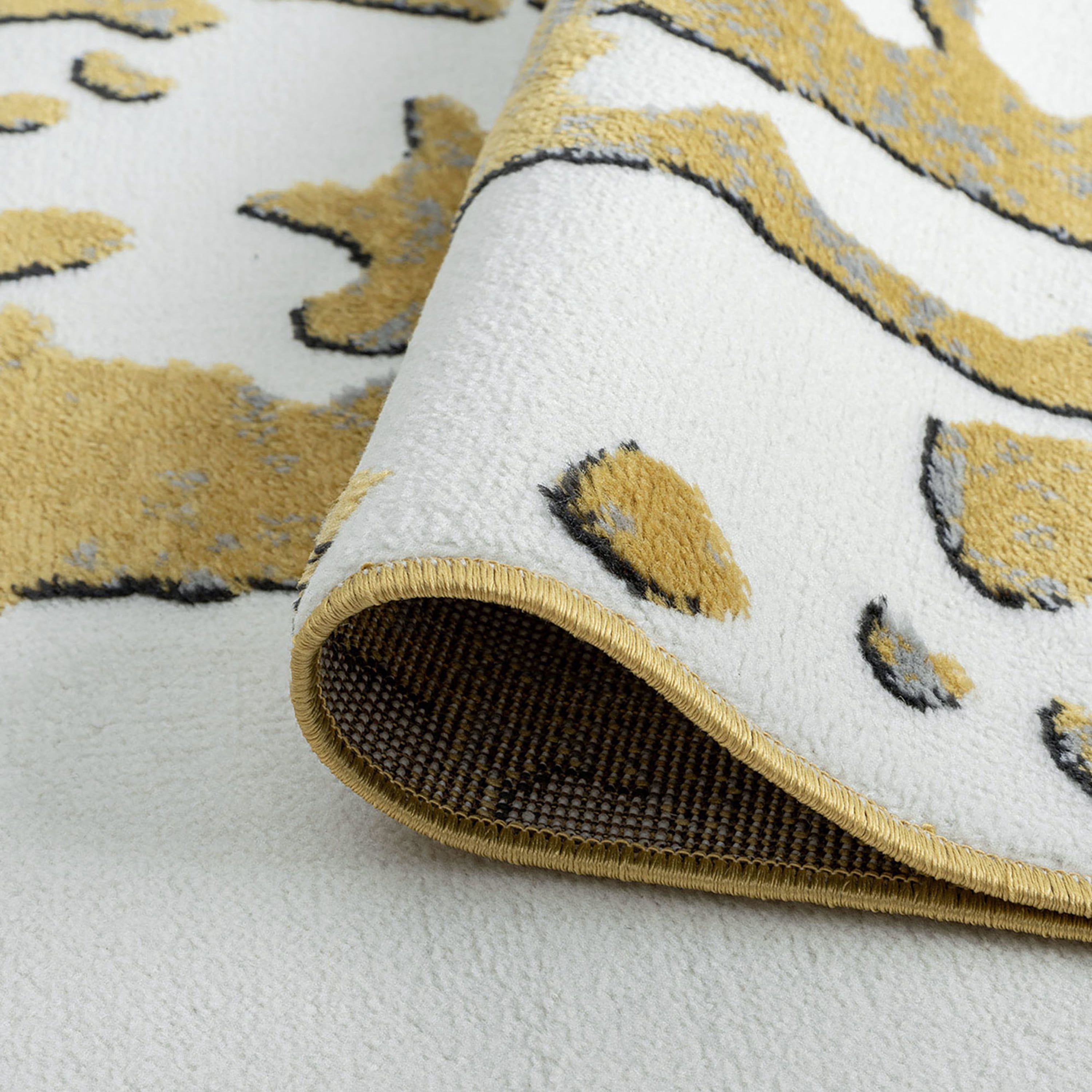Contemporary 8x10 Area Rug (7'11'' x 10'3'') Abstract Yellow, Gray Living Room Easy to Clean