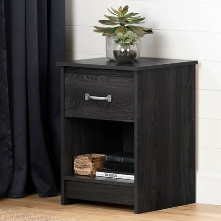South Shore Tassio 1-Drawer Nightstand with Open Storage Space Gray