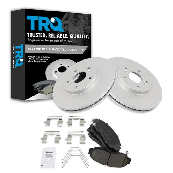 TRQ Front Brake Pad & Rotor Kit Brake Pads Brake Rotor Ceramic Premium G-Coated Fits Select 2011-2014 Acura TSX 2011-2012 Honda Accord