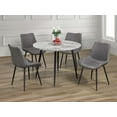 thumbnail image 2 of Round Faux Marble 5 Piece Dining Set With Grey Air Suede Chairs, 2 of 2