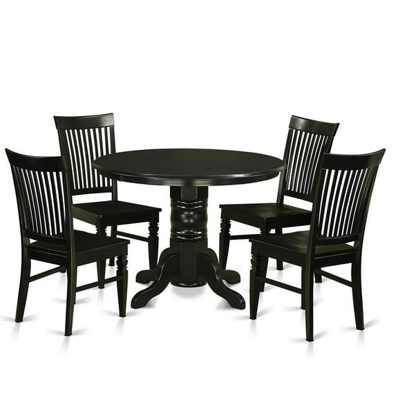 East West Furniture Shelton 5-piece Wood Table and Dinette Chair Set in Black