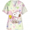 thumbnail image 3 of Uniforme de enfermería de dibujos animados, camisetas con estampado de Snoopy, uniforme de enfermera, moda para mujer, cuello en V, bolsillo, uniformes médicos, ropa de trabajo, 3 of 5