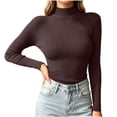 thumbnail image 2 of ZUBKTES Sweaters for Women Solid Stretchable Turtleneck Sweater Fall Winter Base Ribbed Long Sleeve Slim Fit Lightweight Pullover, 2 of 7