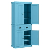 72" Tall Pantry Cabinet, Dark Blue Storage Cabinet w/ Doors & Adjustable Shelves, Kitchen/Laundry Organizer