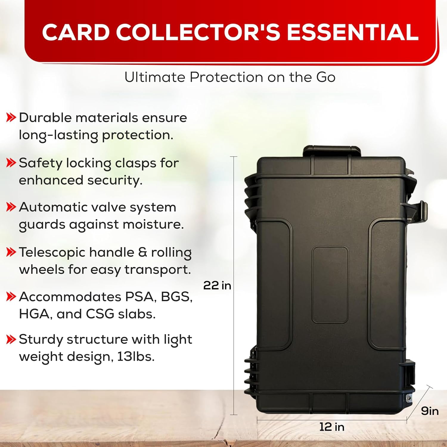 Waterproof Rolling Graded Card Storage Case  Fits 100+ PSA, BGS, SGC, CSG  Slabs, Magnetic Card Holders & Top Loaders  Travel Suitcase with Wheels -  Walmart.com