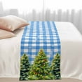 thumbnail image 3 of Bed Runner Scarf for King Size Bed, Christmas Snowflakes Beds Scarf Throws for Foot of Bedding, Xmas Winter Green Pine Trees Blue Plaid Decorative Beds Runners for Bedroom Guestroom, 94"x20", 3 of 8