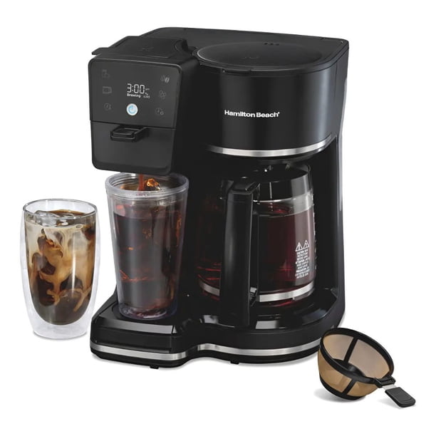 Cafetera Hamilton Beach 2 en 1 de 12 Tazas y Taza Individual con Pantalla Táctil, 6 Modos de Preparación y Programable
