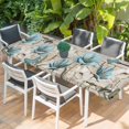 thumbnail image 2 of Teal Blue Tulips Table Cloths for 8 Foot Rectangle Tables, Spring Floral Barn Doors Vintage Wood Beige Patio Waterproof Elastic Fitted Tablecloths, Washable Rectangular Table Cover for Camping, 2 of 8