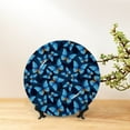 thumbnail image 6 of Picia Blue Butterfly Pattern Bone China Decorative Plate – Wall Decor with Stand and Adhesive, Elegant Ornament for Living Room, Office, or Entryway-10in, 6 of 6