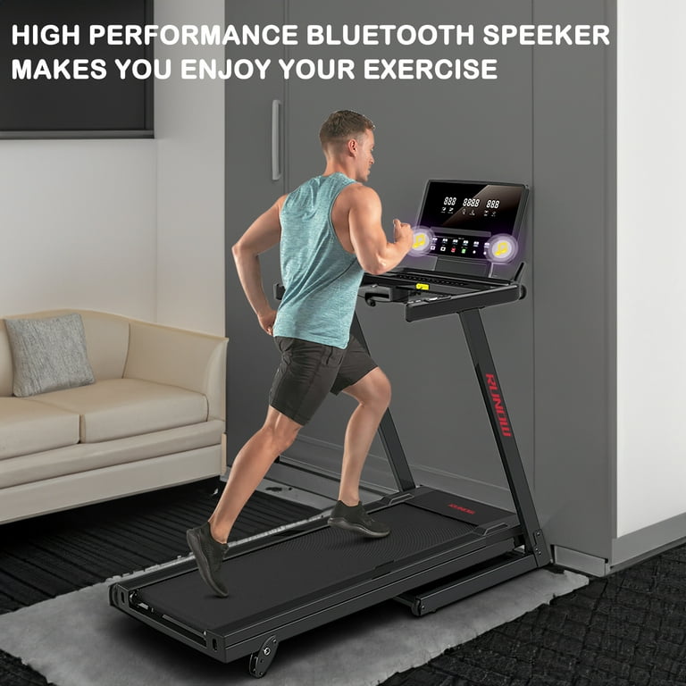RUNOW 2.5 HP Treadmill with Manual Incline 8.1MPH Folding Treadmill with Heart Rate Monitor and 40 Programs Easy Assembly Electric Running Machine