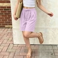 thumbnail image 6 of Amidoa Boys Shorts Solid Color Casual Summer Soft Elastic Waist With Pockets Sports Shorts for Kids Purple Size 5T, 6 of 9