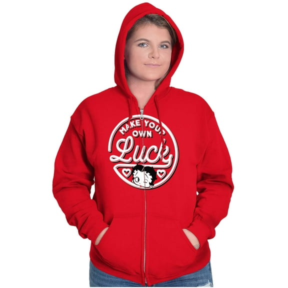 Betty Boop Your Own Luck Girl Power Zip Hoodie Sweatshirt Women Brisco Brands M