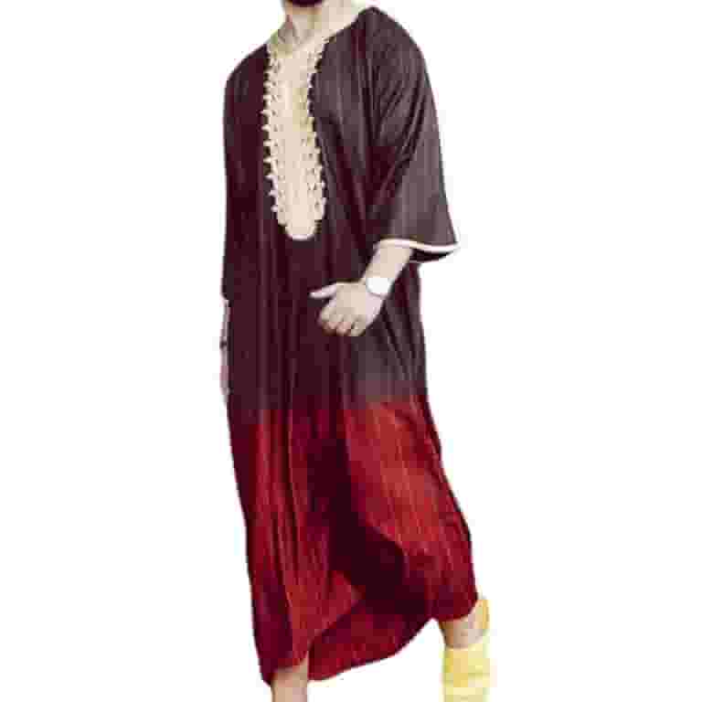 【新作からSALEアイテム等お得な商品満載】 Muslim V-Neck Mens Arab Saudi East Middle Thobe Sleeve Long Clothing