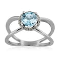 thumbnail image 1 of 0.85 Carat 6MM Round Aquamarine And Diamond Ring In 10K Solid Rose, White & Yellow Gold, 1 of 1
