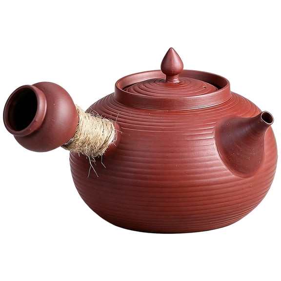 Red Clay Teapot,Ceramic Shayao Teapot with Side Handle,Portable Boiling Teapot, Easy to Clean, 2.4 in / 6 cm Mouth, 3.5 in / 9 cm Height, for Tea,Coffee, and Water
