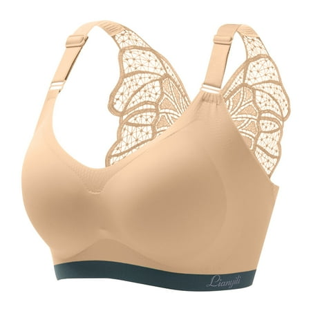 

Strapless Bras For Women Plus Size Plus Size No Steel Ring Sports Beauty Back Seamless Underwear Beige Push Up Bra XXXXXL