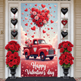 thumbnail image 5 of Red Truck Valentine's Day Banner Teddy Bear Love Display Pink Roses Cherry Blossom Romantic Backdrop for Valentine's Day Party Romantic Date Photo Shoot, 5 of 9