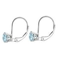 thumbnail image 3 of MauliJewels Earrings for Women 1.5 Carat 6MM Round Aquamarine Leverback Earrings Carat 14K White Gold 4-prong, 3 of 5