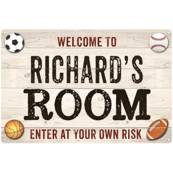 RICHARD'S Room Kids Bedroom Sign Boy's Gift 8x12 Metal 108120090094