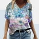 thumbnail image 2 of Camisetas de Cuello en V para las Mujeres Más Talla Impresa de Verano, Suelta Casual Camiseta de Manga Corta para Todas las Estaciones, 2 of 4