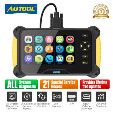 AUTOOL CS606 OBD2 Scanner Car Code Reader Engine Analyzer OBD2 Automotive Diagnostic Scan Tool Read Clear Error Codes W/ 21 Types Service Reset Multi-language for 12V 16Pin Vehicles