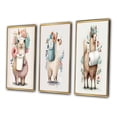 thumbnail image 3 of Designart "Llama Putting Effort into Crafting a Floral Toilet Paper Tower II" Bathroom Framed Wall Art Set Of 3 - Grey Children's Art Frame Canvas Set For Living Room Decor, 3 of 6