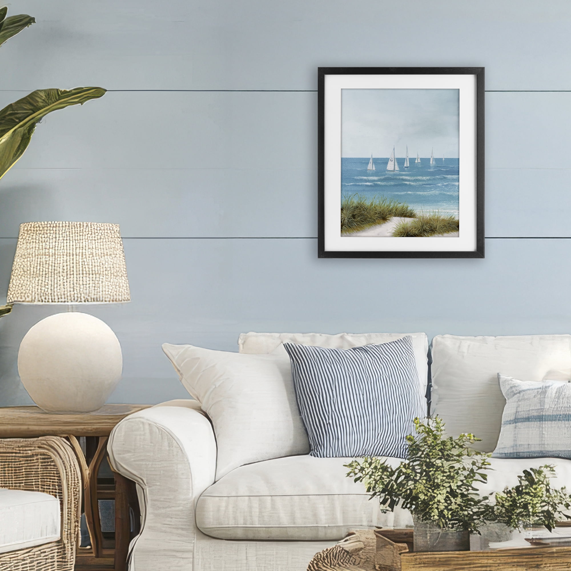 Stupell Industries Sail Away Beach Seascape Black Framed Print Under Glass, design by Lorenzo Collective
