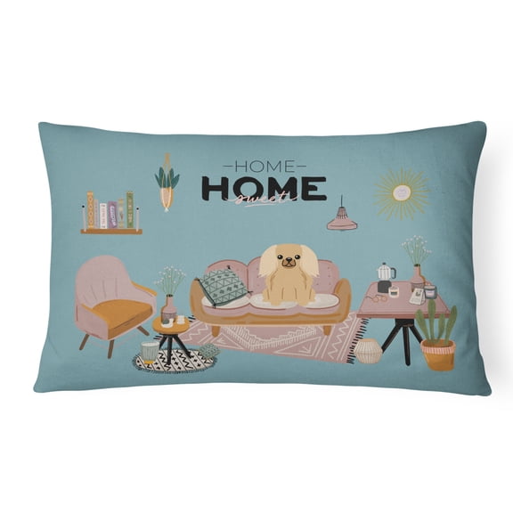 Carolines Treasures CK7949PW1216 Fawn Sable Pekingese Sweet Home Canvas Fabric Decorative Pillow 12H x16W multicolor