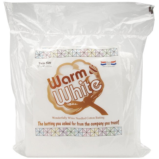 Warm & White Cotton Batting Twin Size 72X90