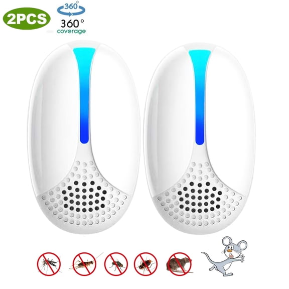 Ultrasonic Pest Control Repeler, 2 Pack Mouse Repelent Indoor for Bugs, Roach, Rats, Spider, Rodent, Mice, Mosquito, Insect, Electronic Pest Control Plug in for House, Kitchen, Garage, Office