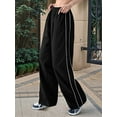 thumbnail image 3 of Womens Parachute Pants Wide Leg Baggy Pants Y2K Elastic Waist Jogger Sweatpants Track Pants Streetwear Black XXL, 3 of 4