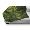 thumbnail image 3 of Green Soft Flannel Fleece Blanket, Summer Park in Hamburg Germany Trees Sunlight Forest Nature Theme Scenic Outdoors Picture, Cozy Plush for Indoor and Outdoor Use, 50" x 60", Green, by Ambesonne, 3 of 6