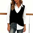 thumbnail image 2 of GZMOALH Women's Acrylic V Neck Sleeveless Sweater Vest, Relaxed Knit Pullover with Ribbed Neckline and Hem, 2 of 5