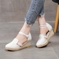 thumbnail image 2 of Samickarr Summer Sandals For Women Indoor And Outdoor Wide Womens Closed Toe Wedges Shoes Platform Slingback Mid Low Heel Canvas Dress Sandals, 2 of 9