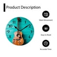 thumbnail image 4 of Modern Wall Clocks Non-Ticking Silent Battery Operated Analog Clock Decor Wall Clocks for Bathroom-Music Guitar on Blue Wooden(14inch), 4 of 4